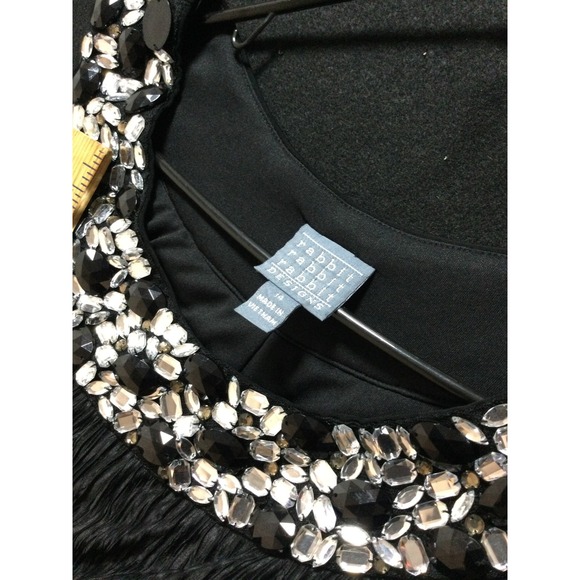 Rabbit Rabbit Rabbit Designs Black Dress Embellished Neck Party Cocktail size 14 - Picture 6 of 6